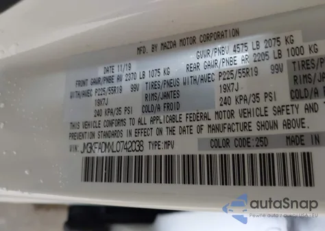 2020 Mazda Cx-5 Grand Touring z USA, uszkodzony, nr VIN JM3KFADMXL0742038